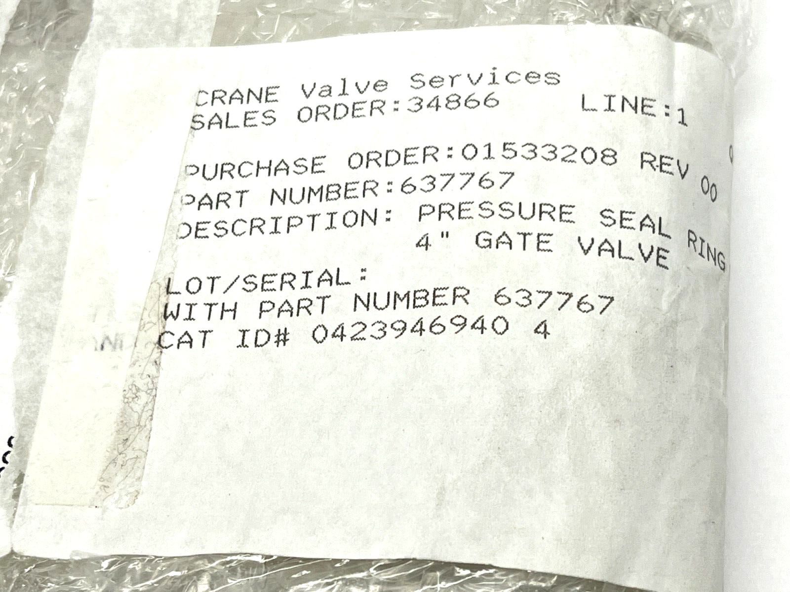 Crane Valve Services 637767 Pressure Seal Ring for 4" Gate Valve - Maverick Industrial Sales