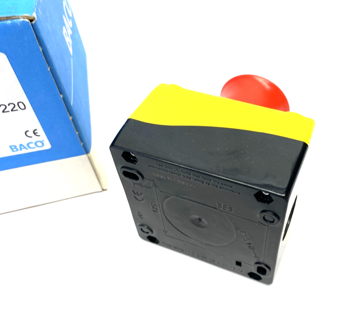 BACO 224 220 Emergency Control Switch Station, Maintained, 2 NC, 40mm, LBX15302 - Maverick Industrial Sales