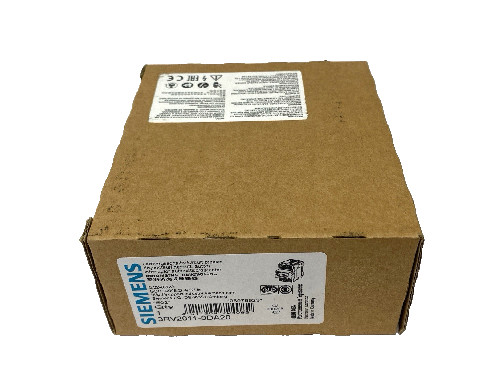 Siemens 3RV2011-0ADA20 Circuit Breaker Size S00 for Motor Protection 0,22-0,32A - Maverick Industrial Sales