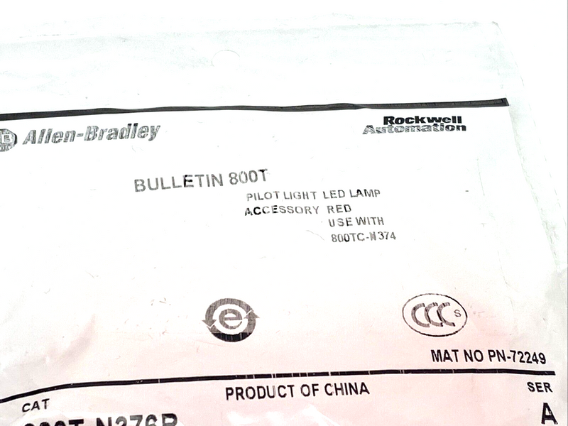 Allen Bradley 800T-N376R Ser. A Pilot Light LED Lamp Accessory, RED - Maverick Industrial Sales