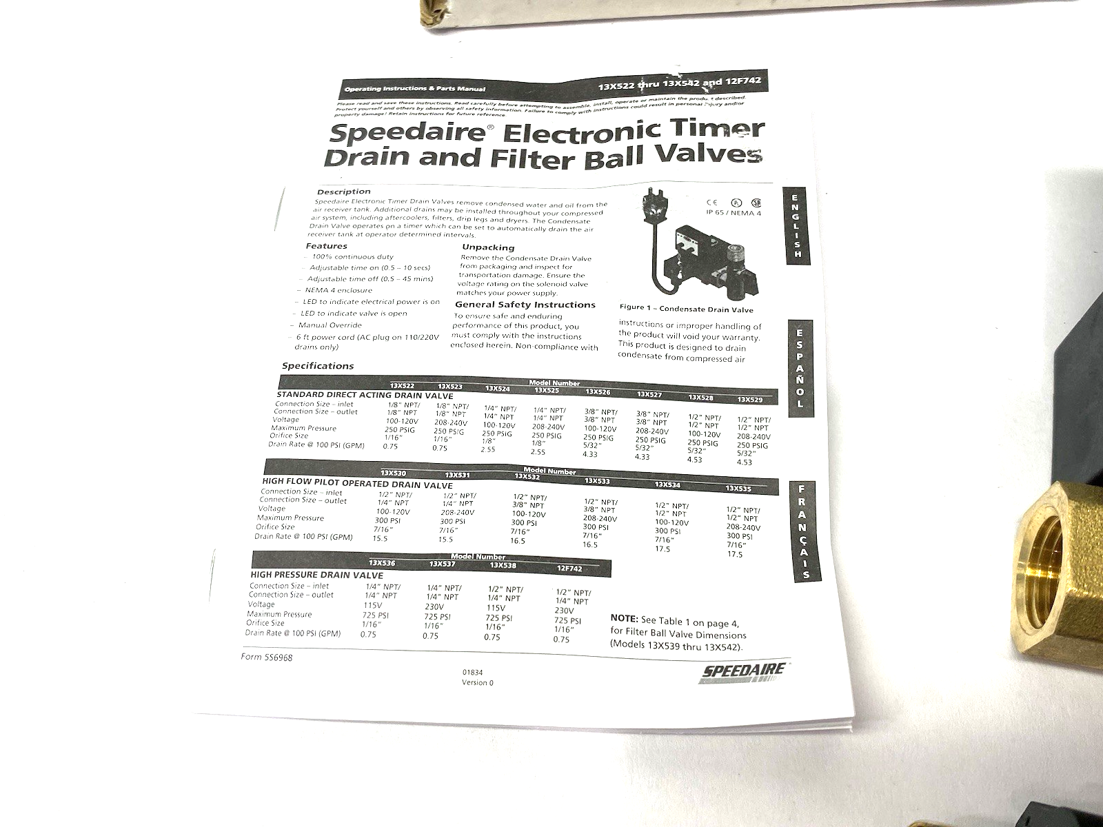 Speedaire 13X528 Timed Electric Auto Drain Valve, 1/2 In Drain Size, 4.53 Gpm - Maverick Industrial Sales