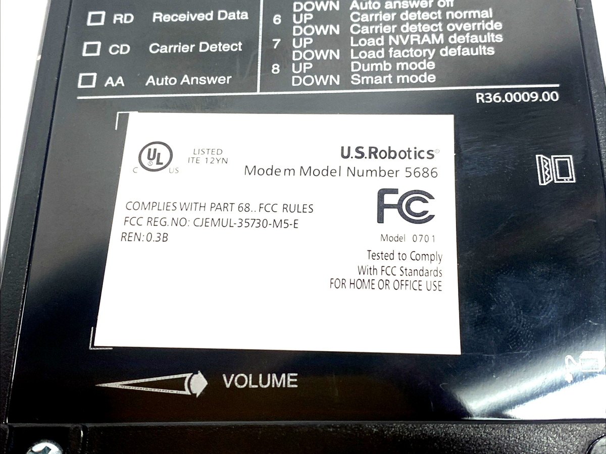 56k Modum R36.0009.00 | USRobotics 56K V.92 External Fax Modem - Used