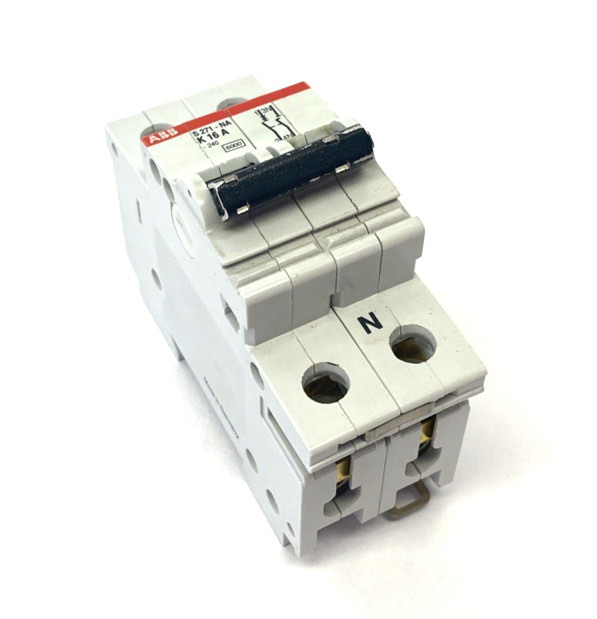 S271-NA K16 A | ABB Miniature Circuit Breaker 2-Pole DIN Rail Mount - Used - Maverick Industrial Sales