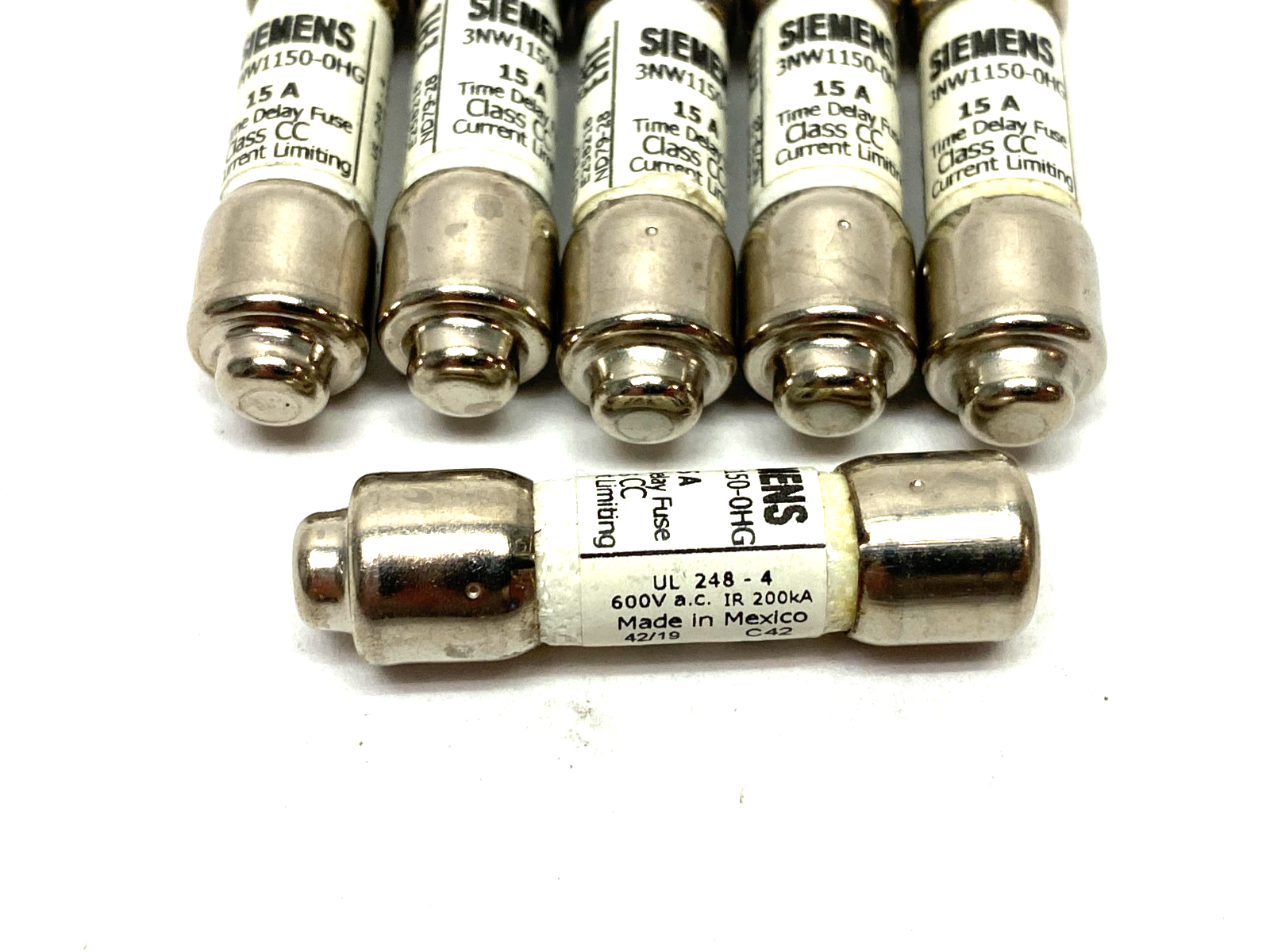 Siemens 3NW1150-0HG SENTRON Cylindrical Fuse, 15A, Slow-Blow, LOT OF 11 - Maverick Industrial Sales