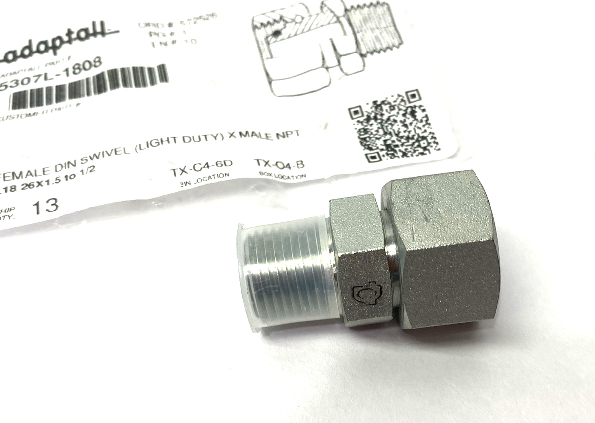 5307L-18-08 | Adaptall Straight Female DIN (Swivel) X Male NPT, Light Duty - New – Open box - Maverick Industrial Sales
