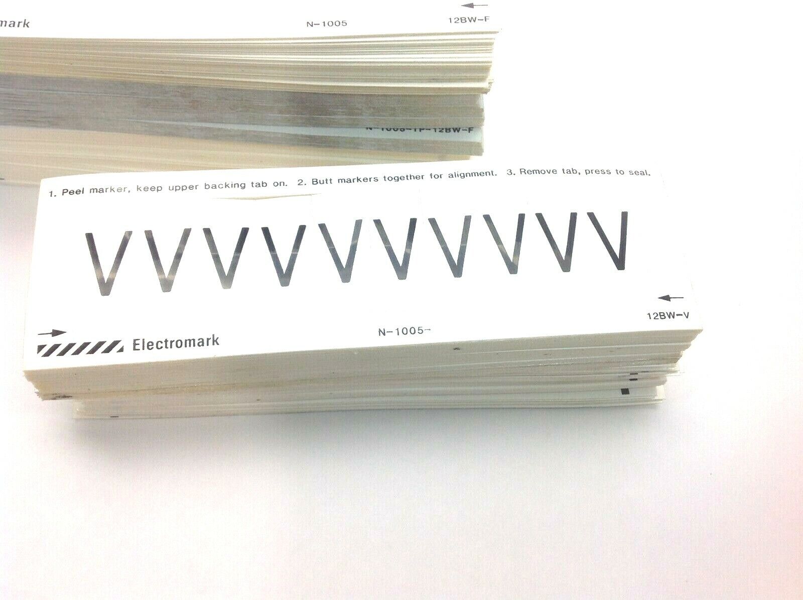 Electromark 1.5" Peel Off Letter Stickers Black on White 3/4" Letter "F" "J" "V" - Maverick Industrial Sales