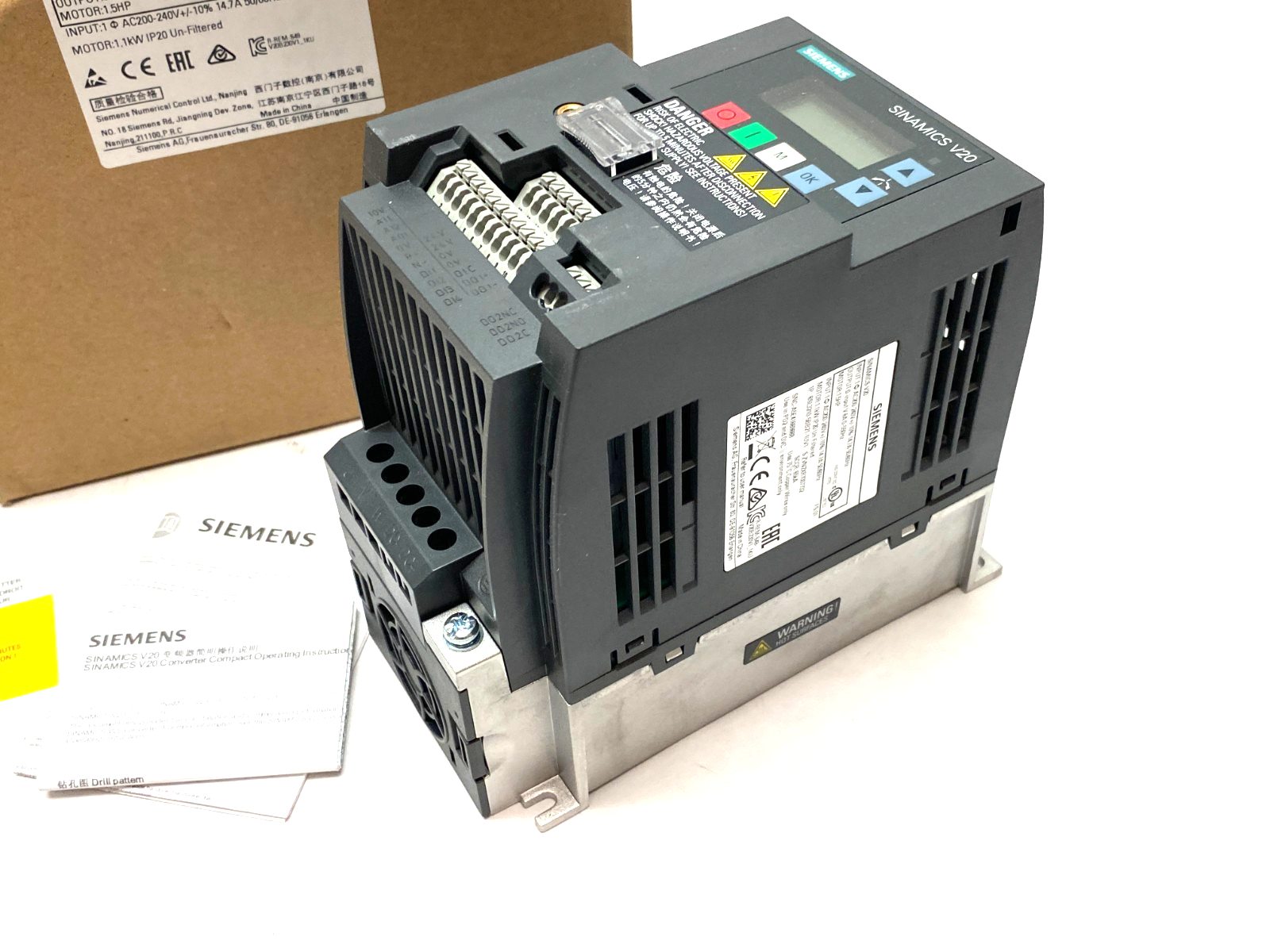 Siemens 6SL3210-5BB21-1UV1 Sinamics V20 Converter 1AC 230V 1.1kW Unfilt - Maverick Industrial Sales