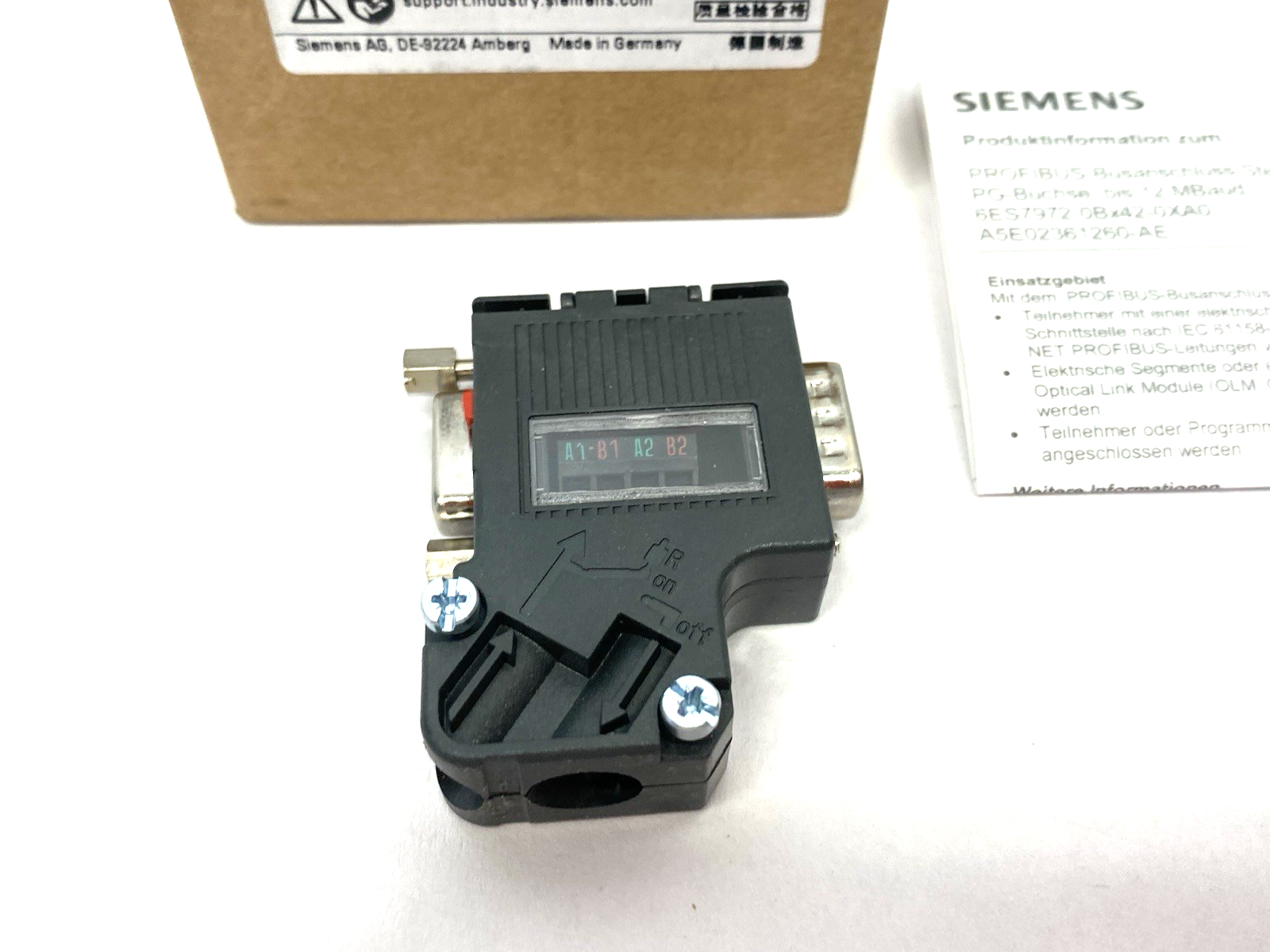 Siemens 6ES7972-0BB42-0XA0 SIMATIC DP PROFIBUS Bus Connector 35-Degree RS485 - Maverick Industrial Sales