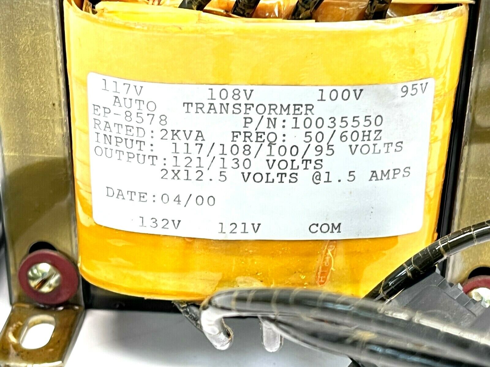Auto Transformer 10035550 EP-8578 2KVA 117/108/100/95V Input 121/130V Output - Maverick Industrial Sales