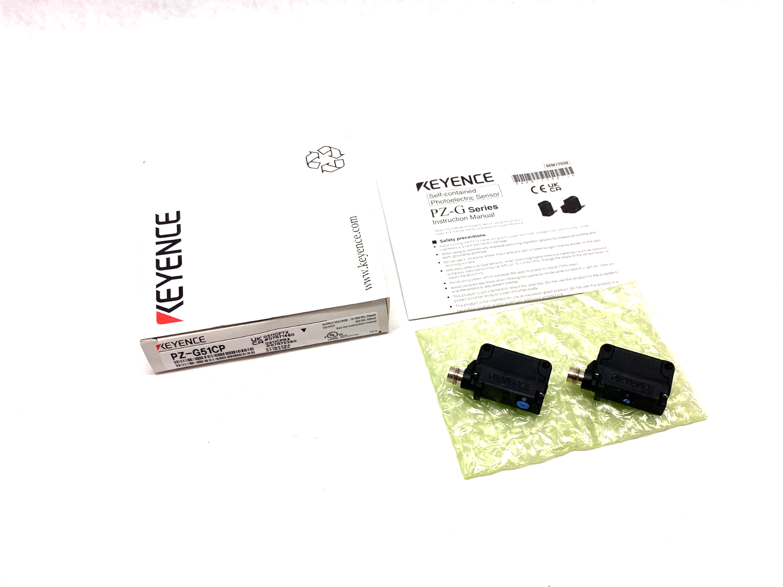 Keyence PZ-G51CP Square Transmissive Thrubeam Sensor Set M8 Connector Type - Maverick Industrial Sales