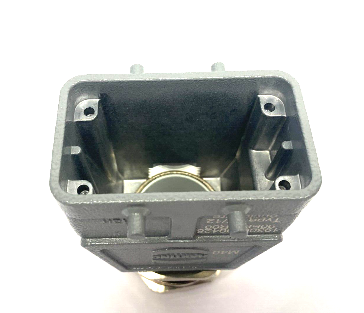 Harting 19300100428 Heavy Duty Han B Hood Top Entry HC 4 Pegs M40 w/ Cable Gland - Maverick Industrial Sales