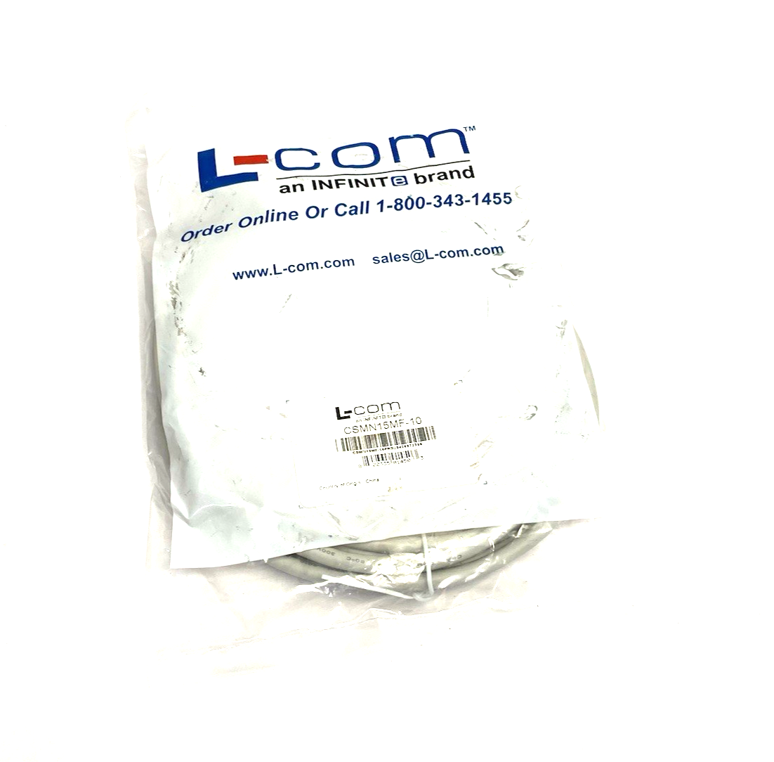 CSMN15MF-10 | L-com Deluxe Molded D-Sub Cable, DB15 Male / Female, 10.0 ft - New - Maverick Industrial Sales