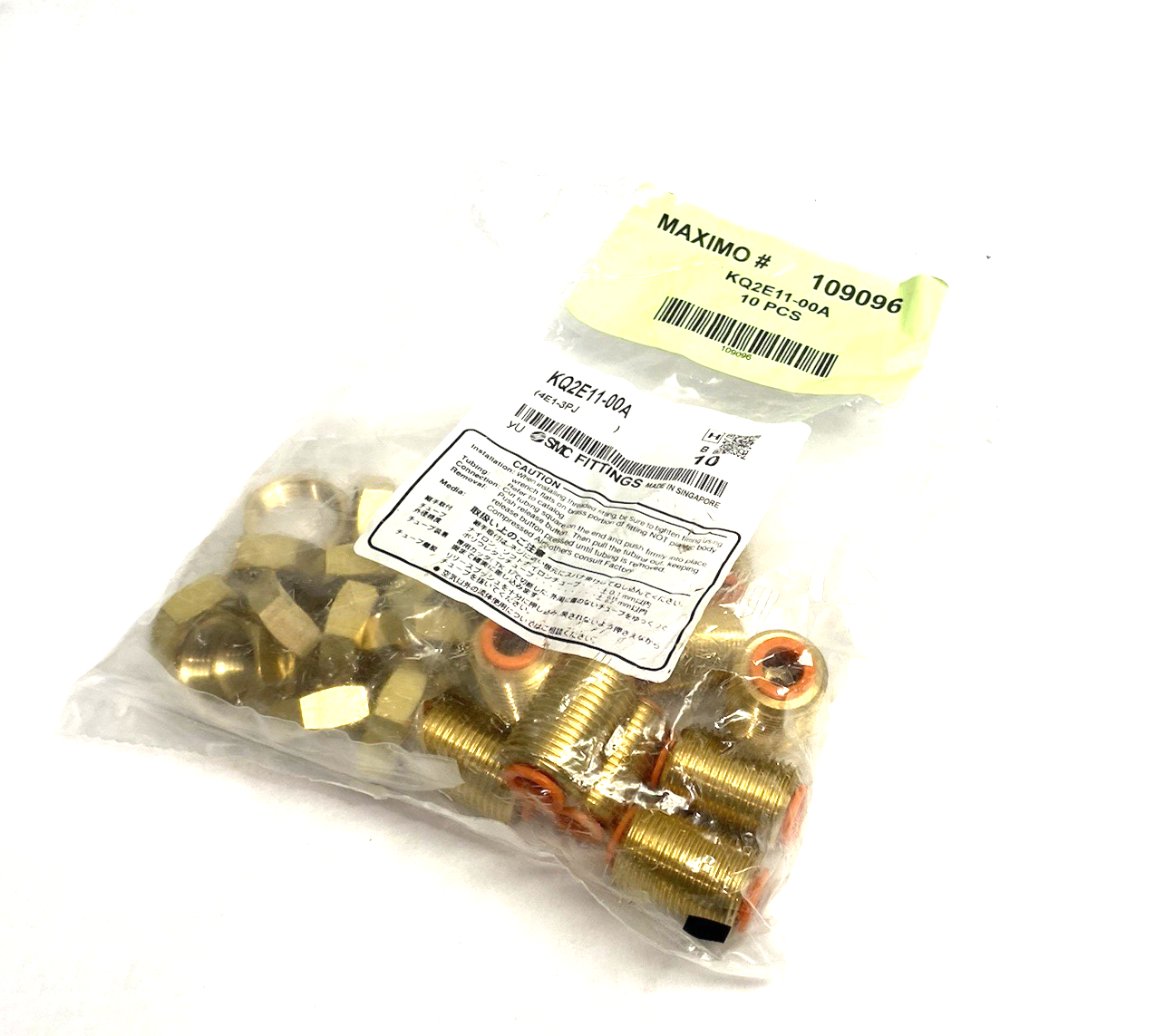 KQ2E11-00A | SMC Brass Bulkhead Union Fitting 3/8" OD Tube PKG OF 10 - New - Maverick Industrial Sales