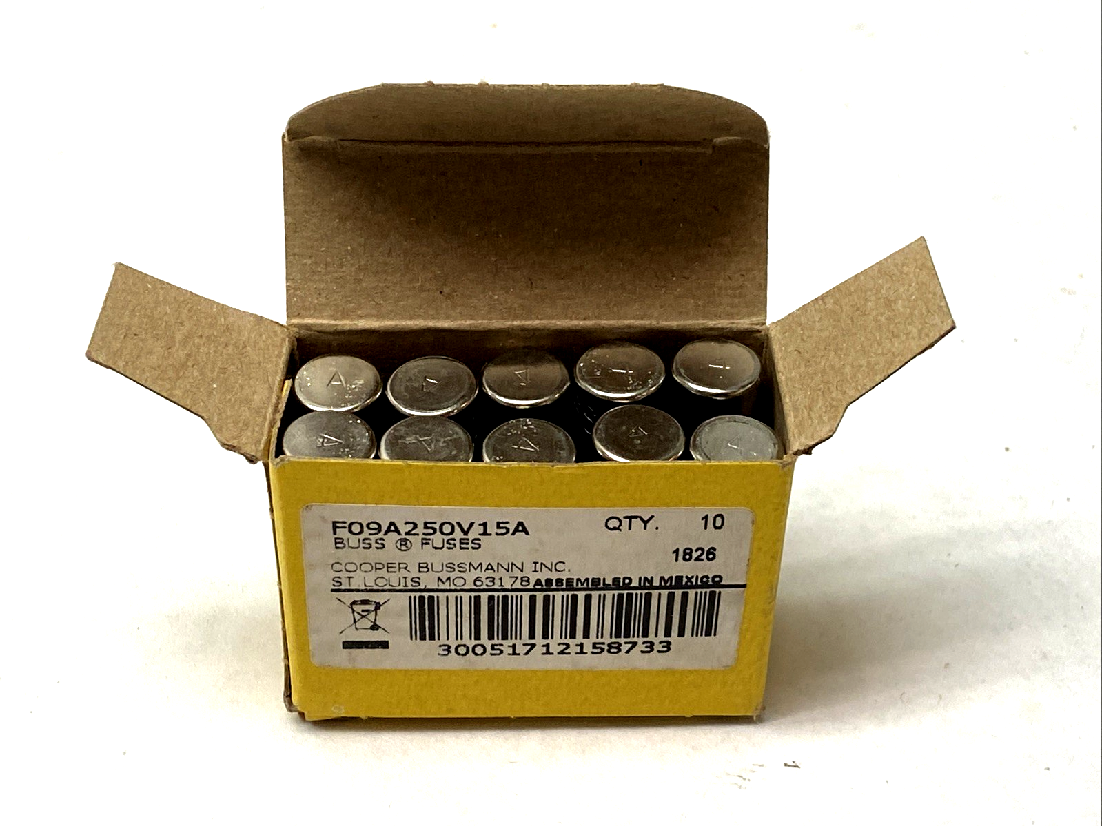 Cooper Bussmann F09A250V15A Electrical Fuses 250V 15A BOX OF 10 - Maverick Industrial Sales