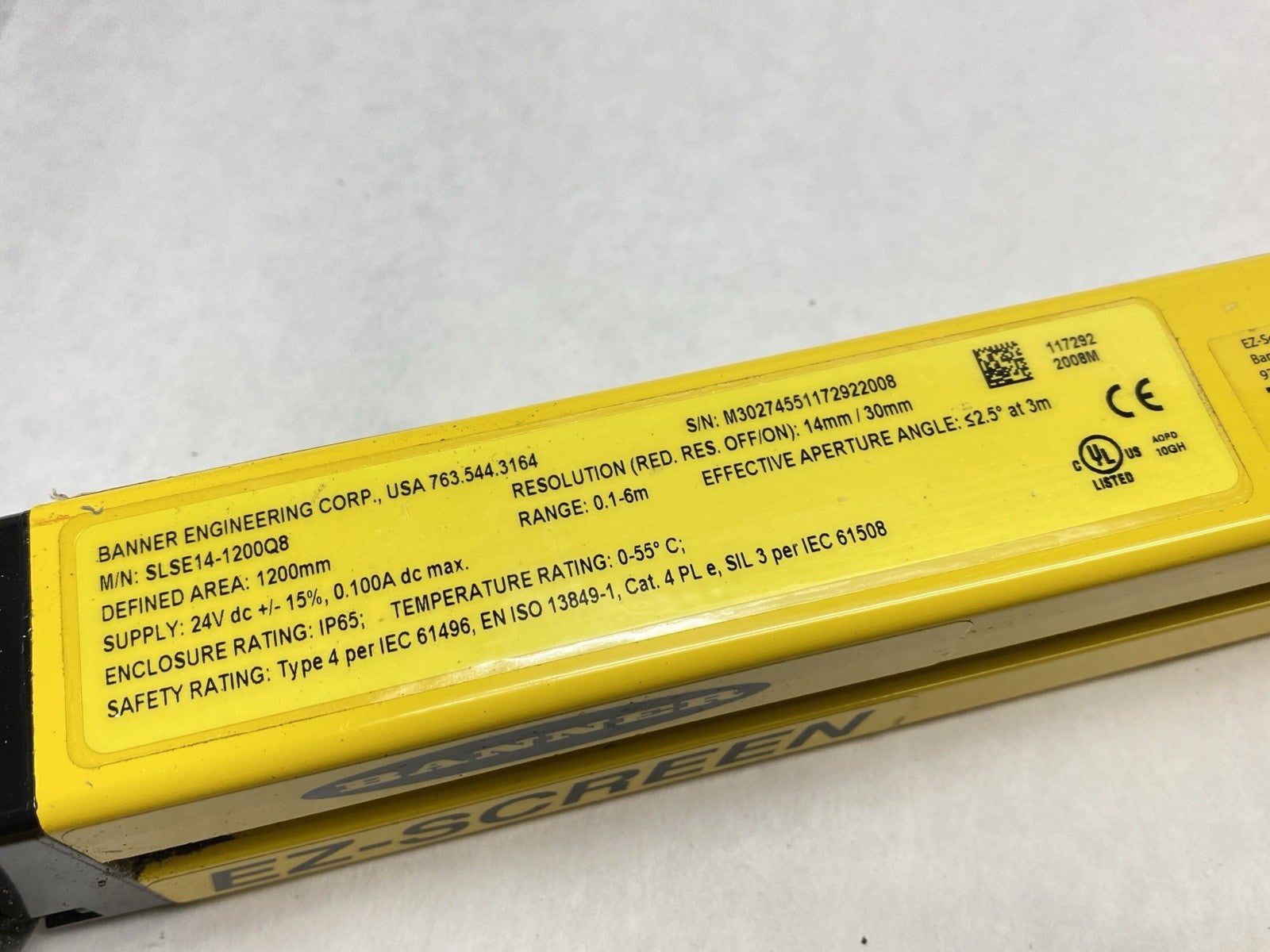 Banner SLSP14-1200Q88 EZ-SCREEN Type 4 Safety Light Curtain Pair 72386 - Maverick Industrial Sales