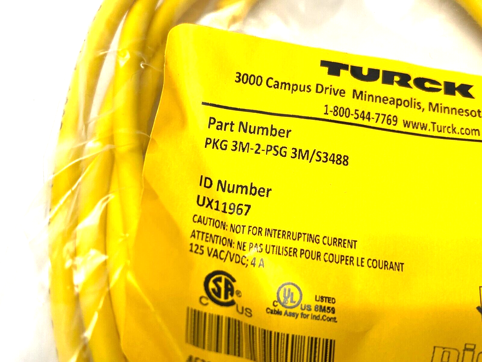 PKG 3M-2-PSG 3M/S3488, UX11967 | Turck PKG 3M-2-PSG 3M/S3488 Picofast Double Ended Cordset UX11967 - New - Maverick Industrial Sales