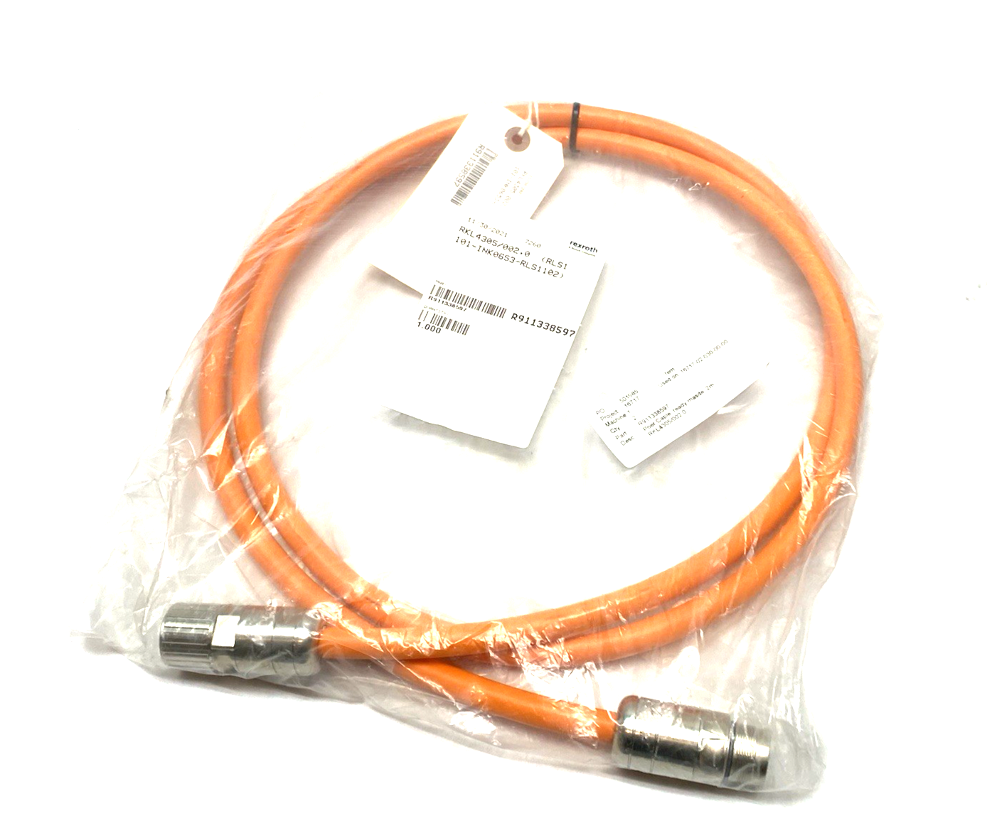 R911338597 | Bosch Rexroth Power Cable RKL4305/002,0 (RLS1101-INK0653-RLS1102) - New - Maverick Industrial Sales