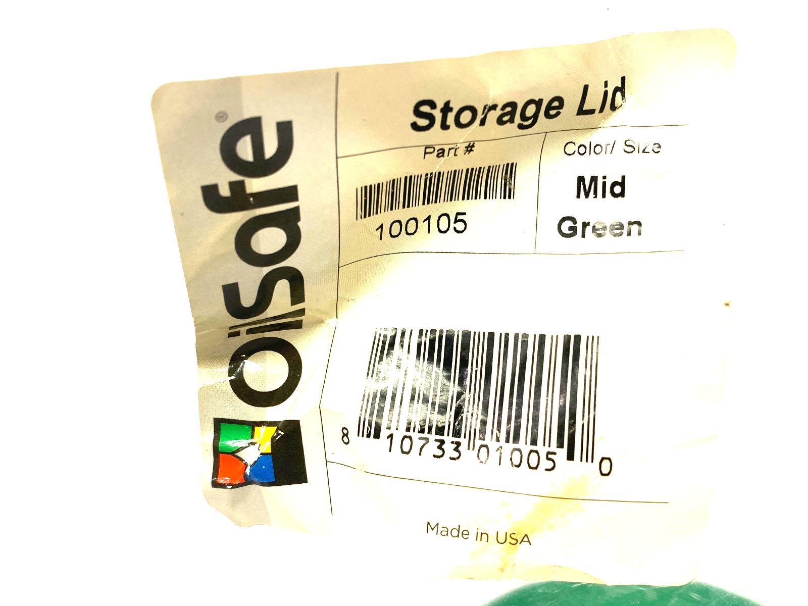 100105 | Oilsafe Spill-Proof Storage Lid, Mid Green - New - Maverick Industrial Sales
