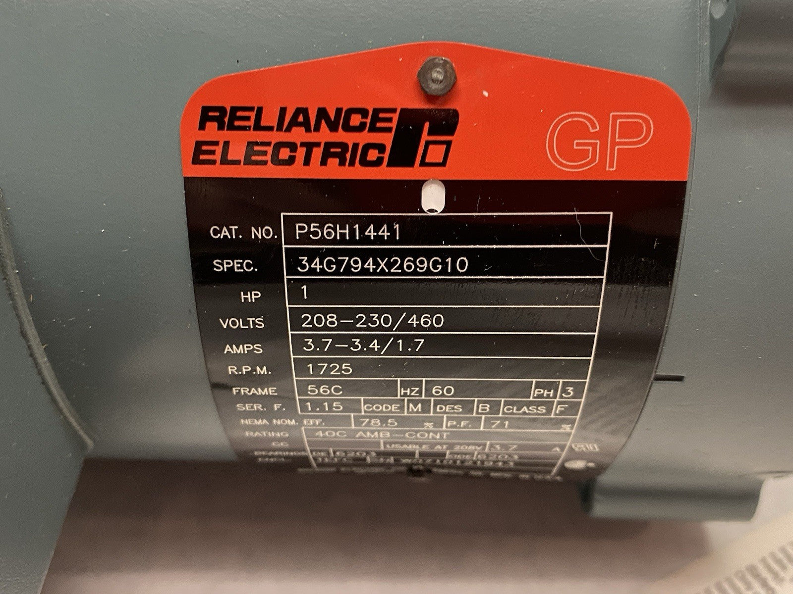 P56H1441 | Baldor Reliance Electric Motor 1HP, 1725RPM, 3PH, 56C, 34G794X269G10 - New Other - Maverick Industrial Sales