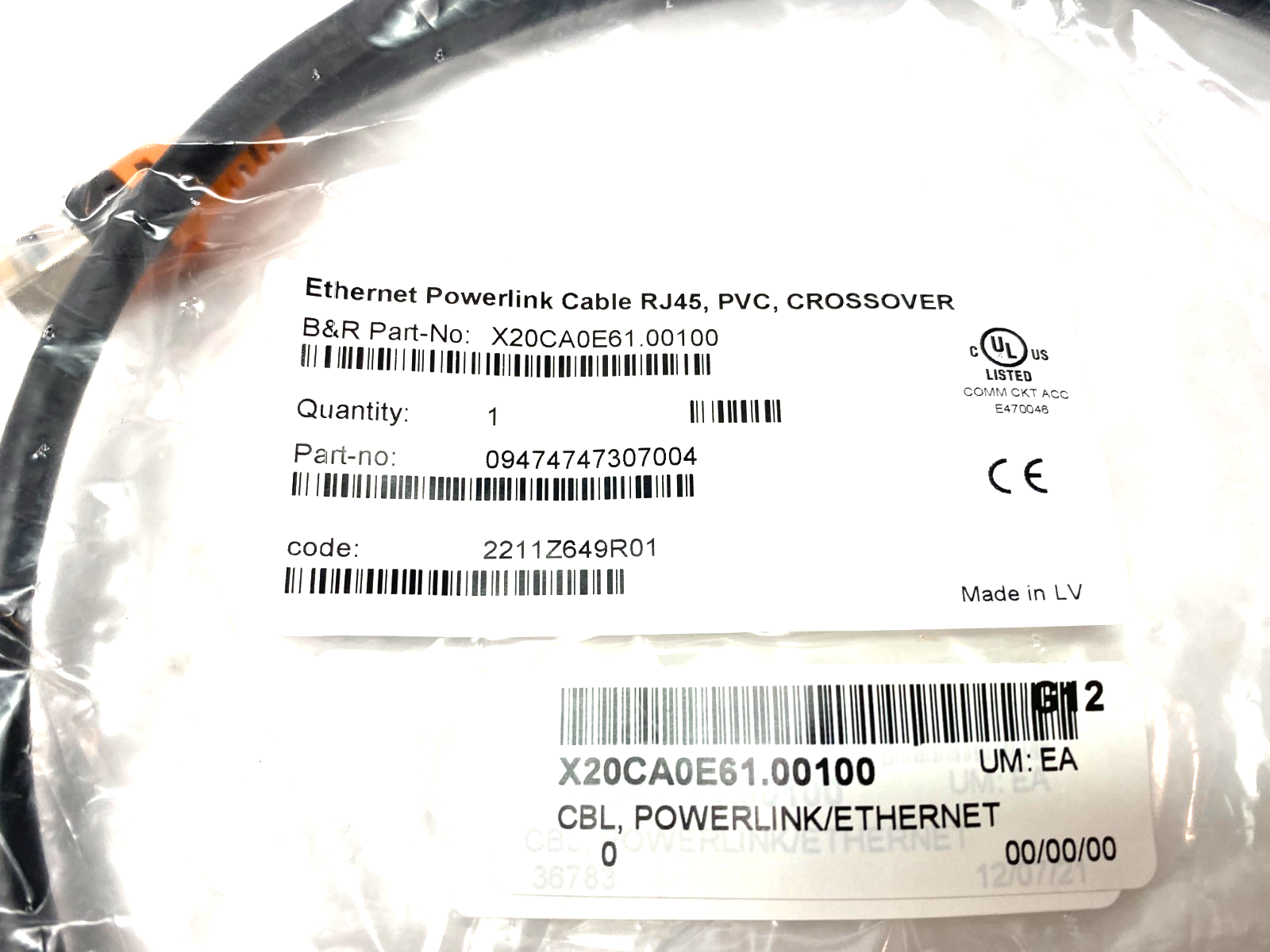 X20CA0E61.00100 | B&R Automation Ethernet POWERLINK Crossover Cable 1m - New - Maverick Industrial Sales
