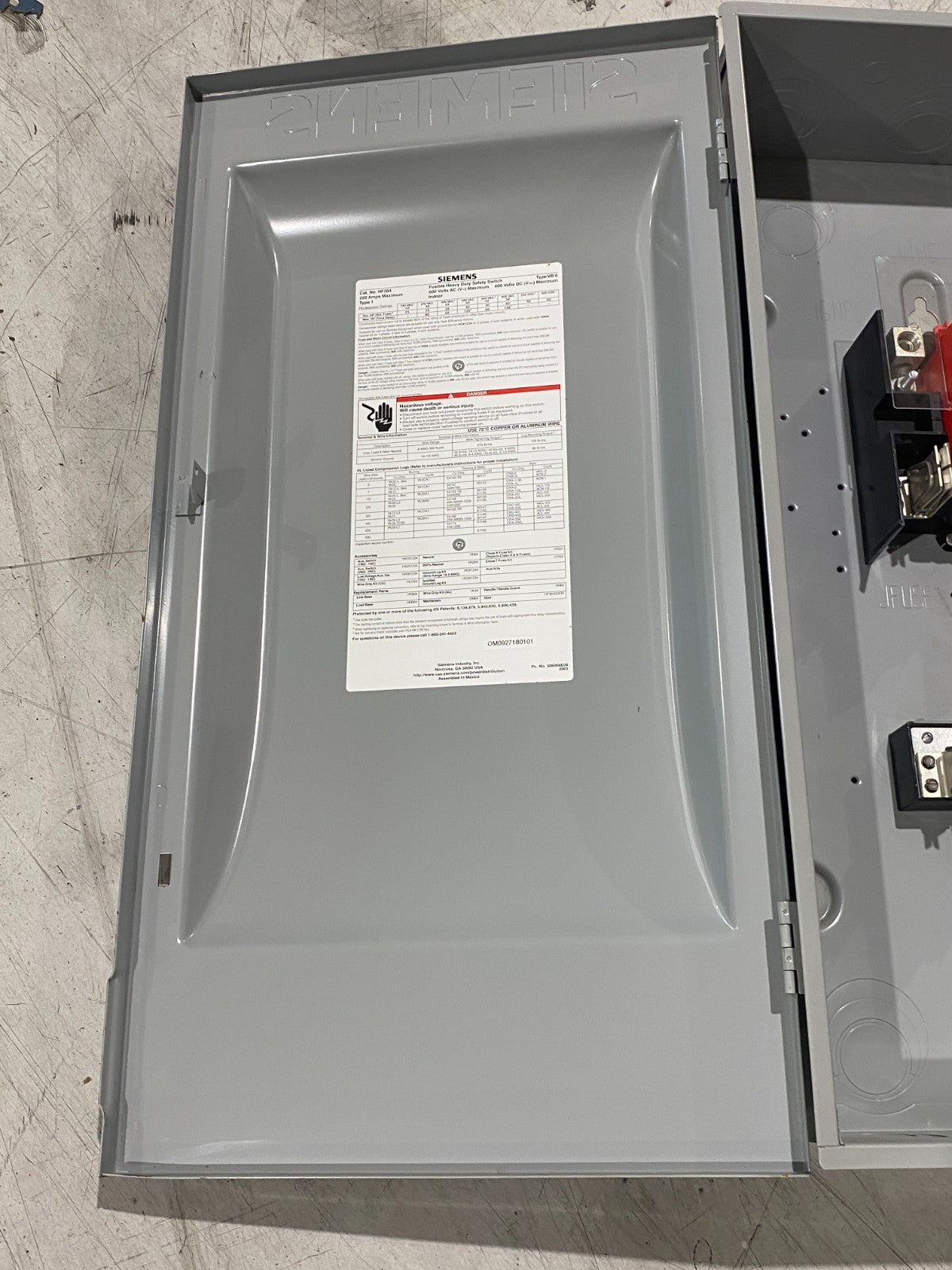 Siemens HF364 Heavy Duty Fusible Disconnect Switch 200A Max Type 1 - Maverick Industrial Sales