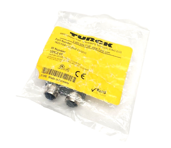 Turck YBZ2-FSM 4.5/2FKM 4.5/S771 2-Branch Splitter Connector M12 5-Pin U0932-69 - Maverick Industrial Sales