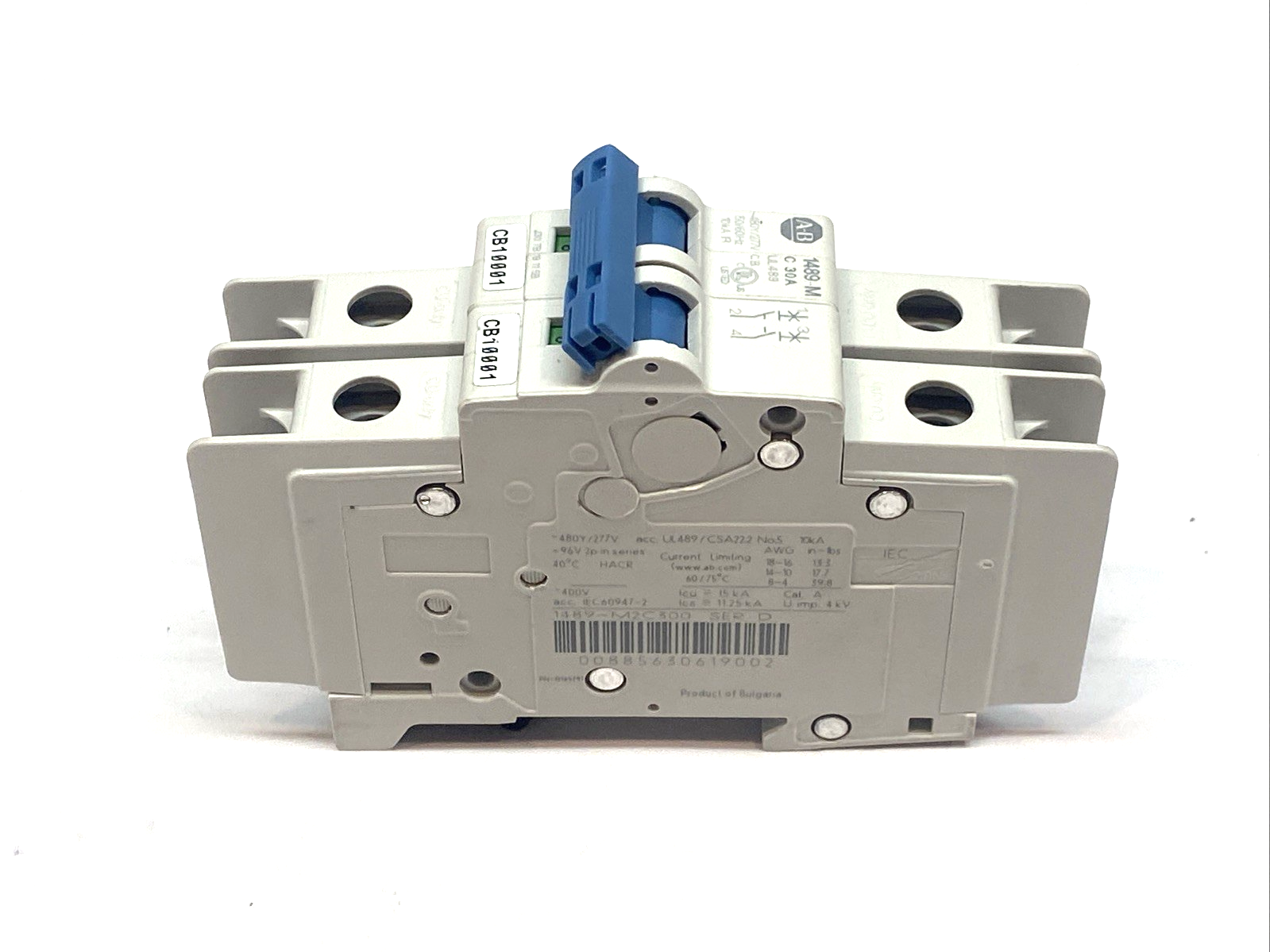 Allen Bradley 1489-M2C300 Ser. D 2 Pole Circuit Breaker ~480Y/277V 50/60Hz 30A - Maverick Industrial Sales