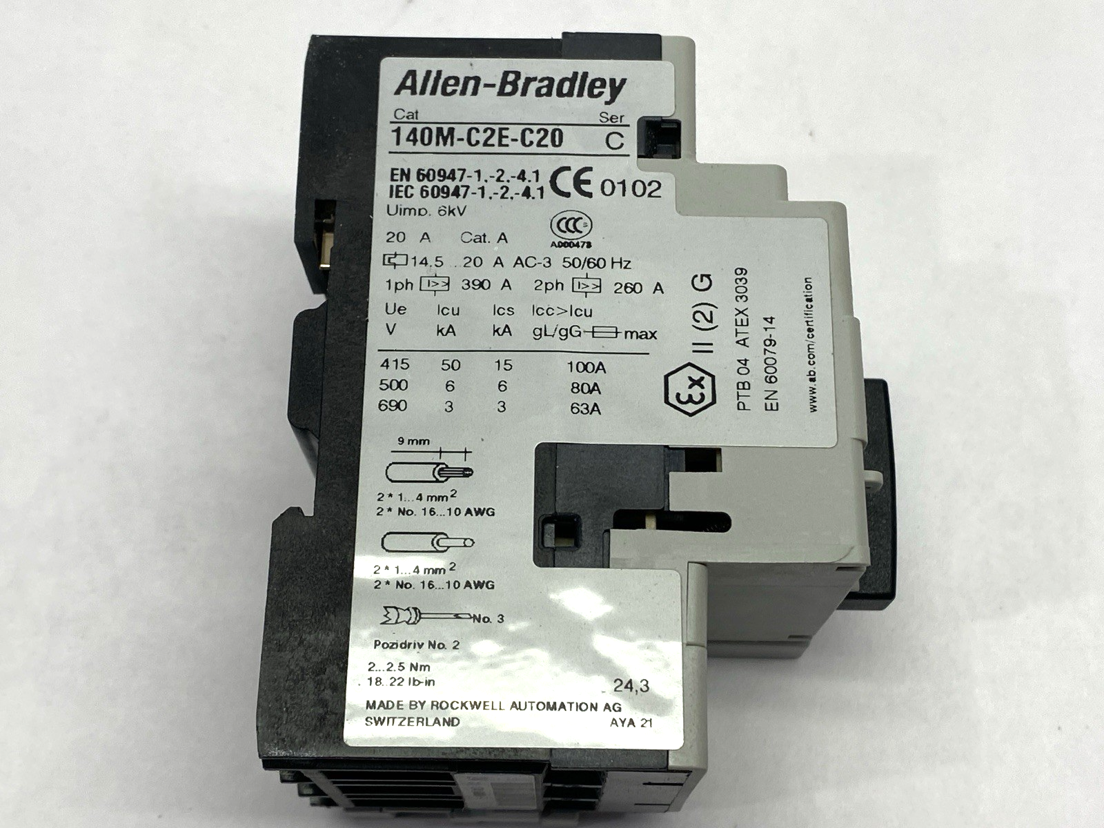 Allen Bradley 140M-C2E-C20 Circuit Breaker Ser. C w/ 140M-C-A Contactor Ser. A - Maverick Industrial Sales