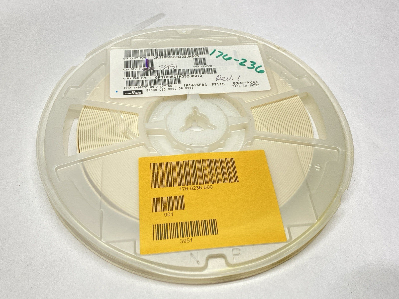 GRM1885C1H332JA01D Ceramic Capacitor 3300 pF ±5% 50V 3951 QTY REEL - Maverick Industrial Sales