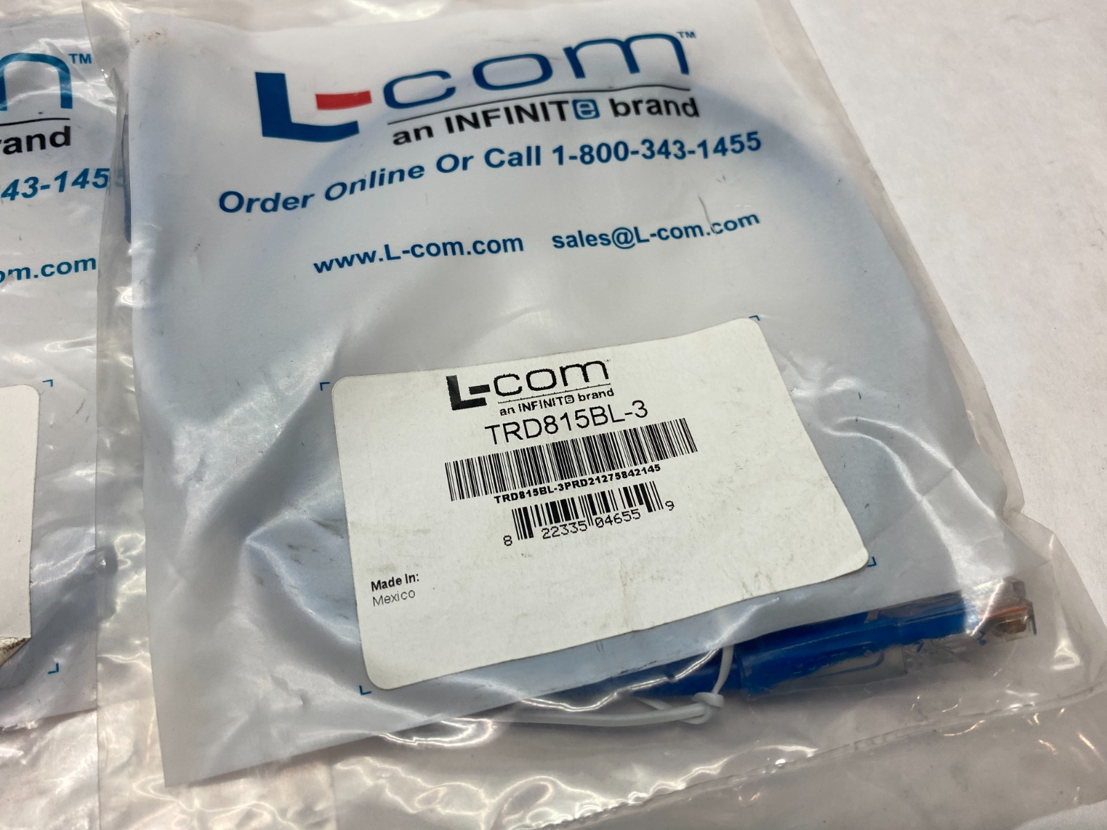 TRD815BL-3 | L-Com Ethernet Patch Cable Cat5e Blue LOT OF 9 - New - Maverick Industrial Sales