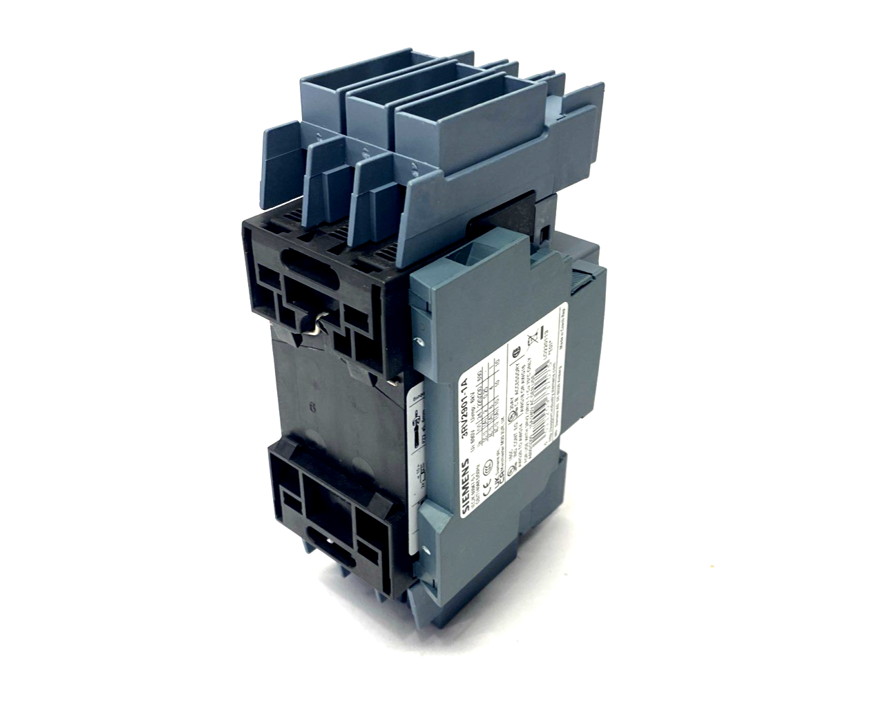 Siemens 3RV2721-4CD10 Circuit Breaker 22A & 3RV2901-1A Auxiliary MISSING KNOB - Used - Maverick Industrial Sales