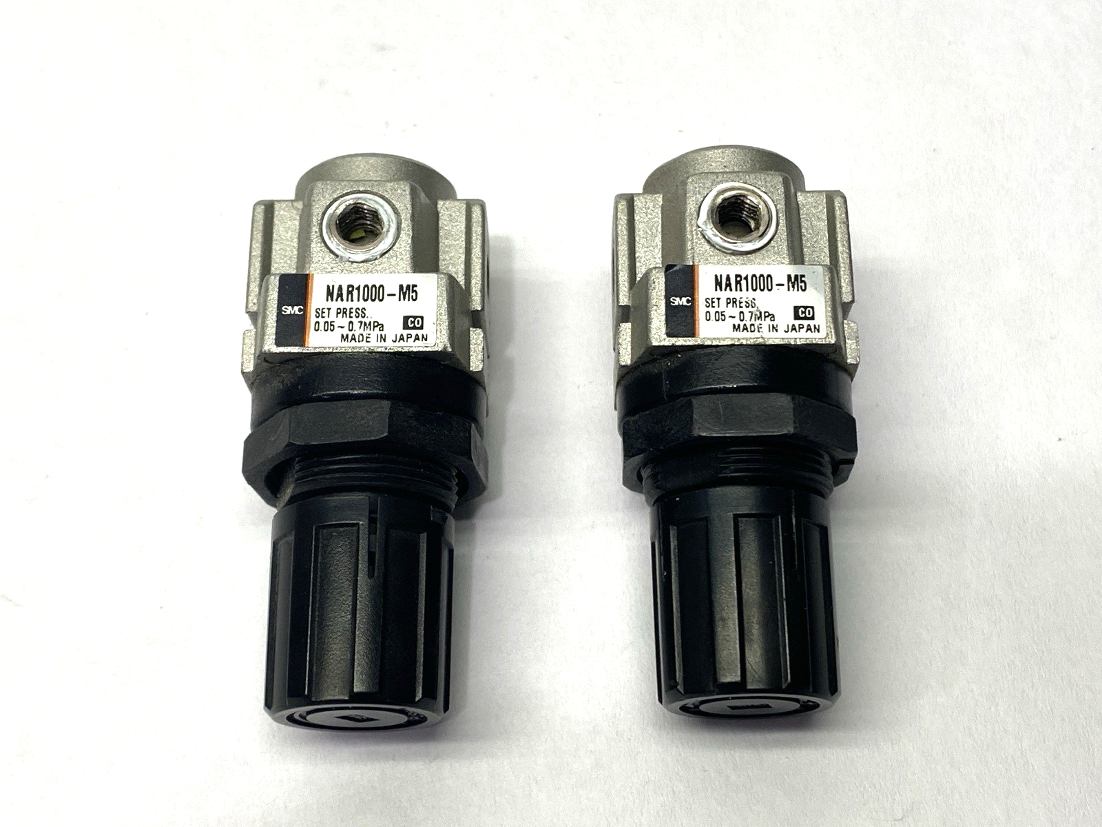 NAR1000-M5 | SMC Miniature Pneumatic Pressure Regulator M5 Ports LOT OF 2 - Used - Maverick Industrial Sales
