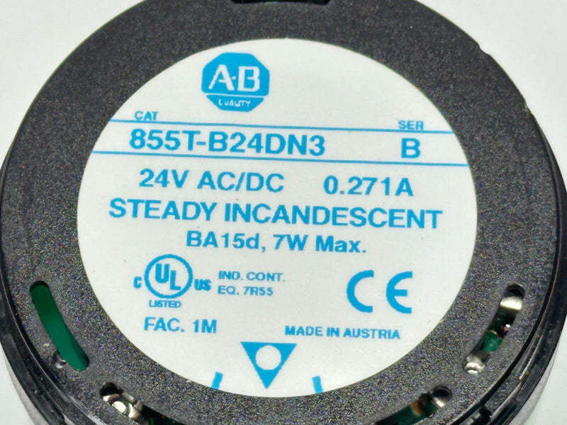 Allen Bradley 855T-B24DN3 Ser B Steady Incandescent Stack Light GREEN 0.271A 24V - Maverick Industrial Sales