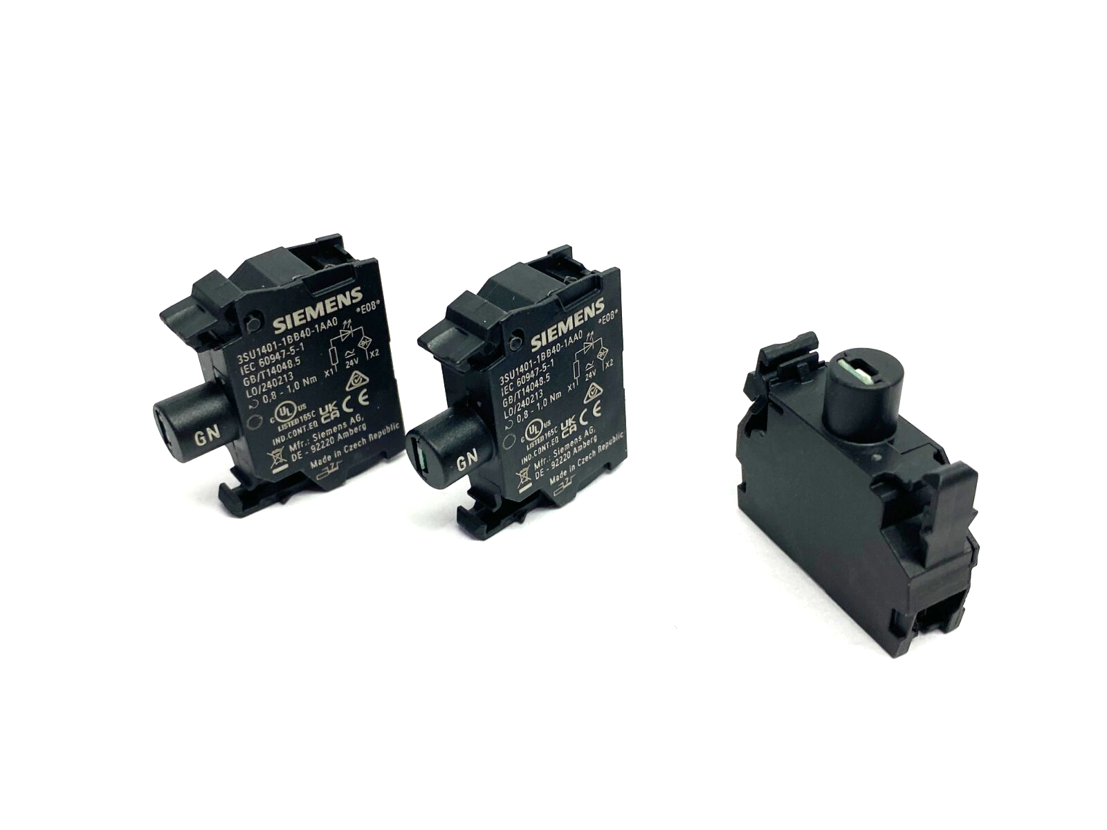 Siemens 3SU1401-1BB40-1AA0 LED Contact Module 24V AC/DC LOT OF 3 - Maverick Industrial Sales