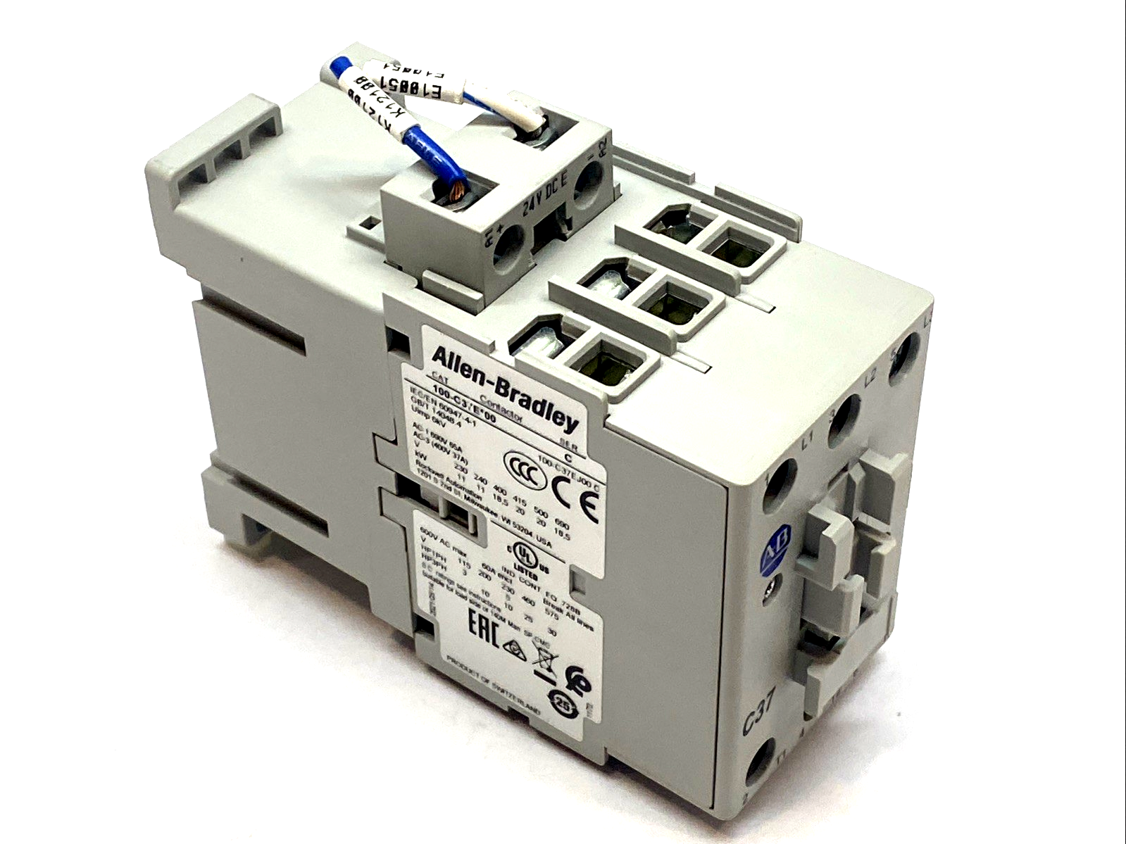 100-C37EA00 | Allen Bradley IEC Contactor 37A 3-Pole 24VDC SER. C - Used - Maverick Industrial Sales