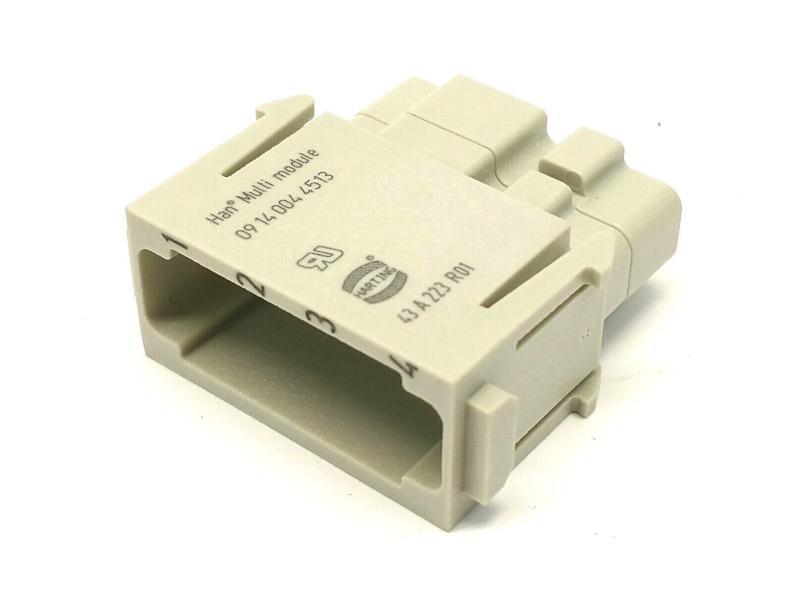Harting 09140044513 Han Multi Module 4-Contact Female Connector Insert LOT OF 2 - Maverick Industrial Sales