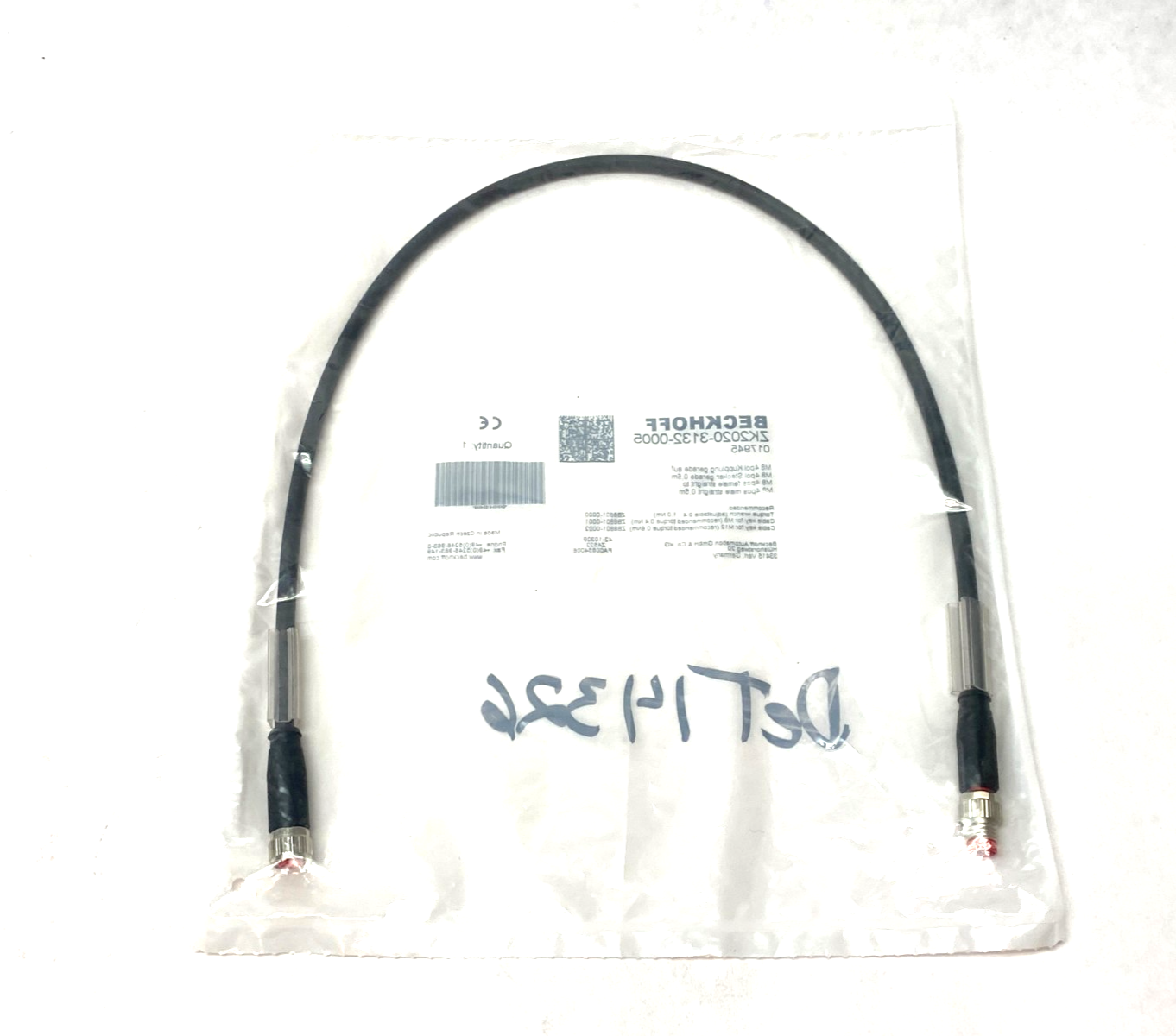 Beckhoff ZK2020-3132-0005 Double Ended Power Cable M8 4-Pos Male to Female - Maverick Industrial Sales