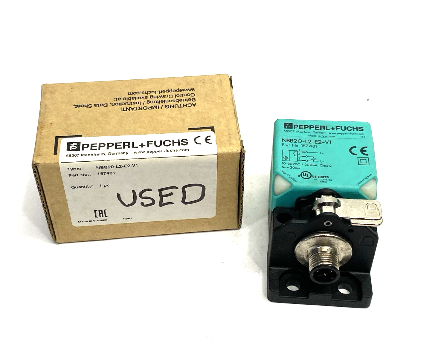 NBB20-L2-E2-V1 | Pepperl+Fuchs Inductive Cube Sensor, 4-LEDs, 187481 - Used - Maverick Industrial Sales