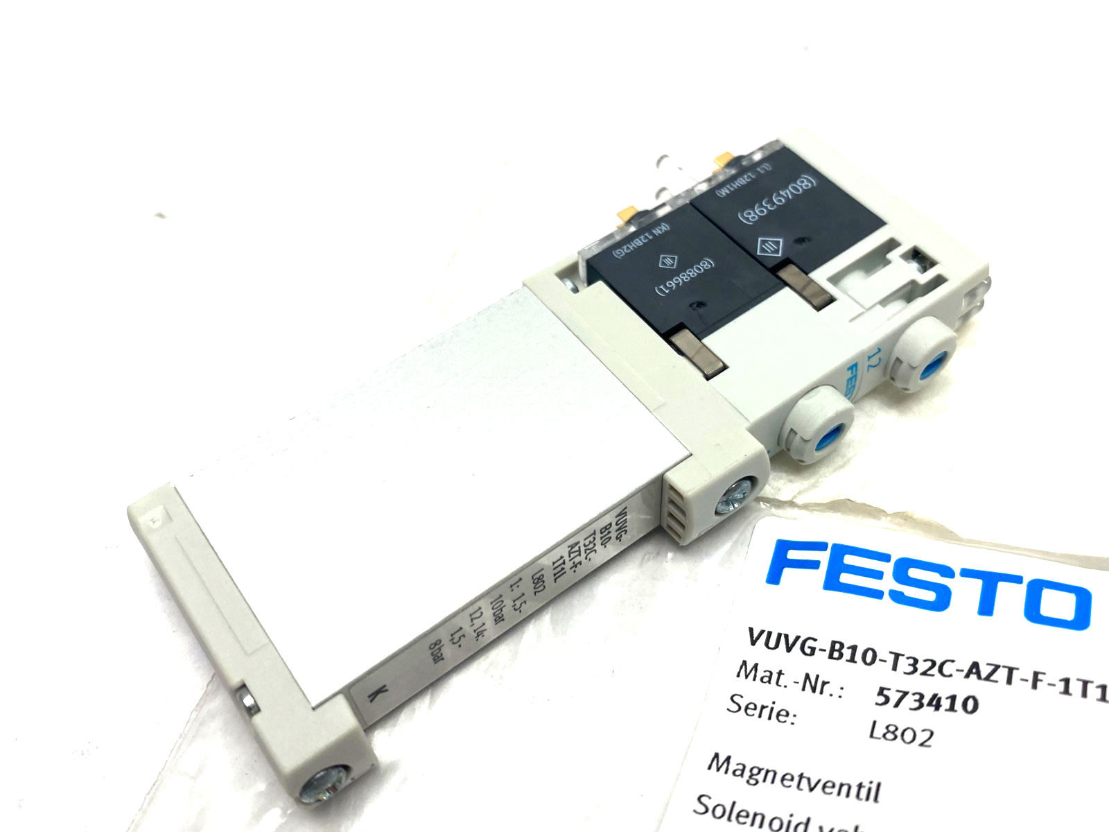 Festo VUVG-B10-T32C-AZT-F-1T1L Solenoid Valve 2-Way Monostable Closed, 573410 - Maverick Industrial Sales