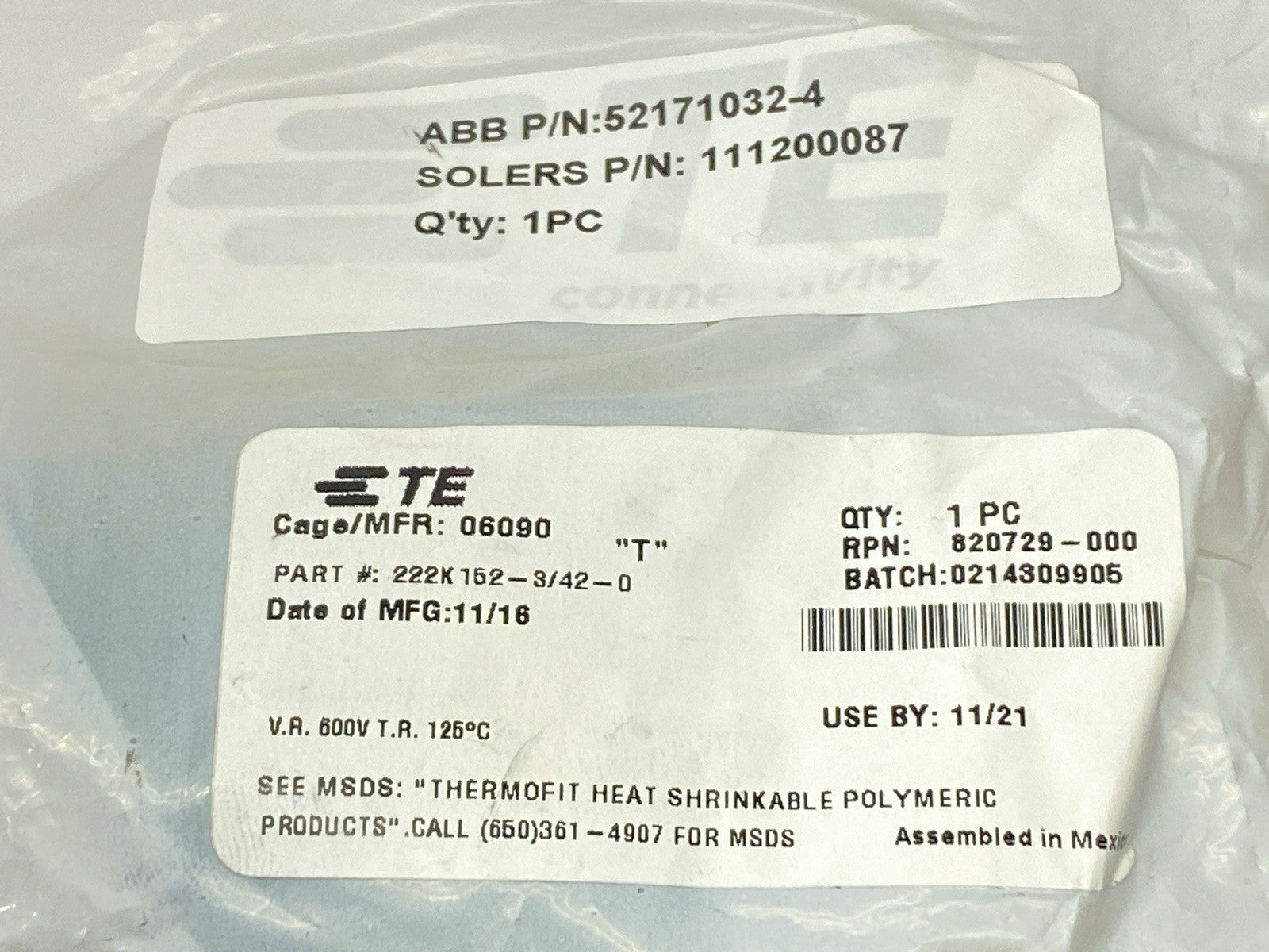 52171032-4 | ABB Heat Shrink Boot 111200087 - New - Maverick Industrial Sales