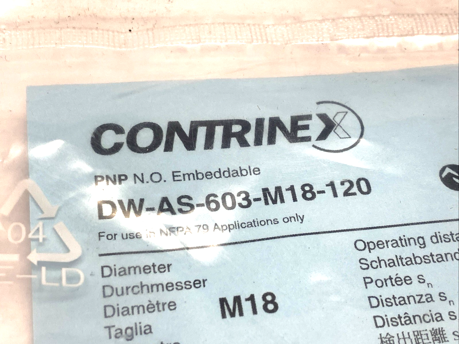 Contrinex DW-AS-603-M18-120 IO-Link Inductive Sensor M18 Diameter M12 4-Pin Male - Maverick Industrial Sales