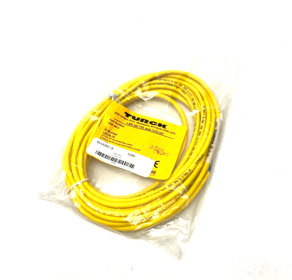Turck PKW 3M-6 Picofast Single Ended Cordset M8 Female to Cut End U2506-29 - Maverick Industrial Sales