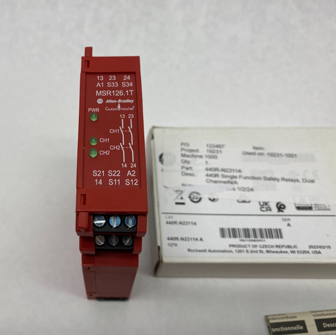 440R-N23114 | Allen Bradley Ser. A Guardmaster Safety Relay MSR126.1T Dual-Channel - New – Open box - Maverick Industrial Sales
