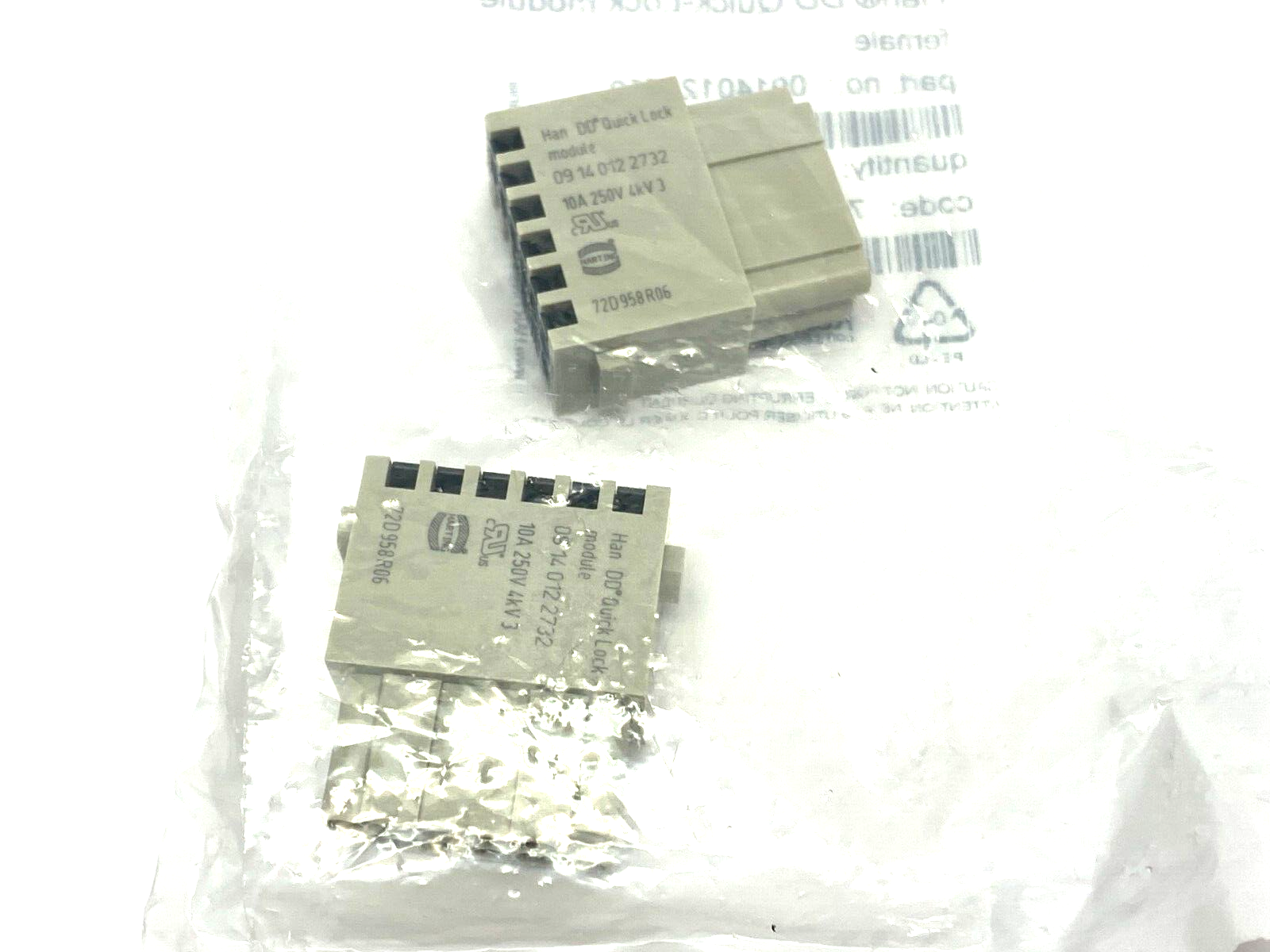 Harting 09140122732 Han DD Quick-Lock Module Female PKG OF 2 - Maverick Industrial Sales