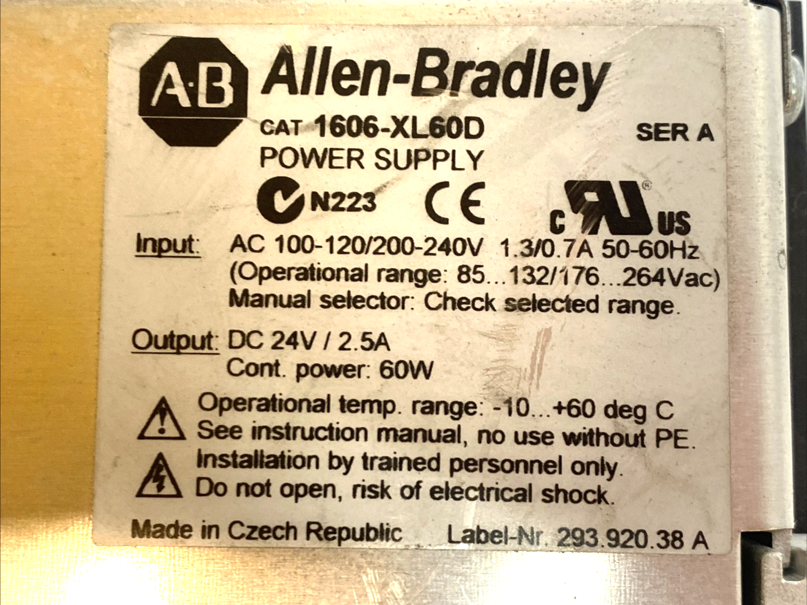 Allen Bradley 1606-XL60D Power Supply 24VDC 2.5A, 60W DIN Rail SER.A - Maverick Industrial Sales
