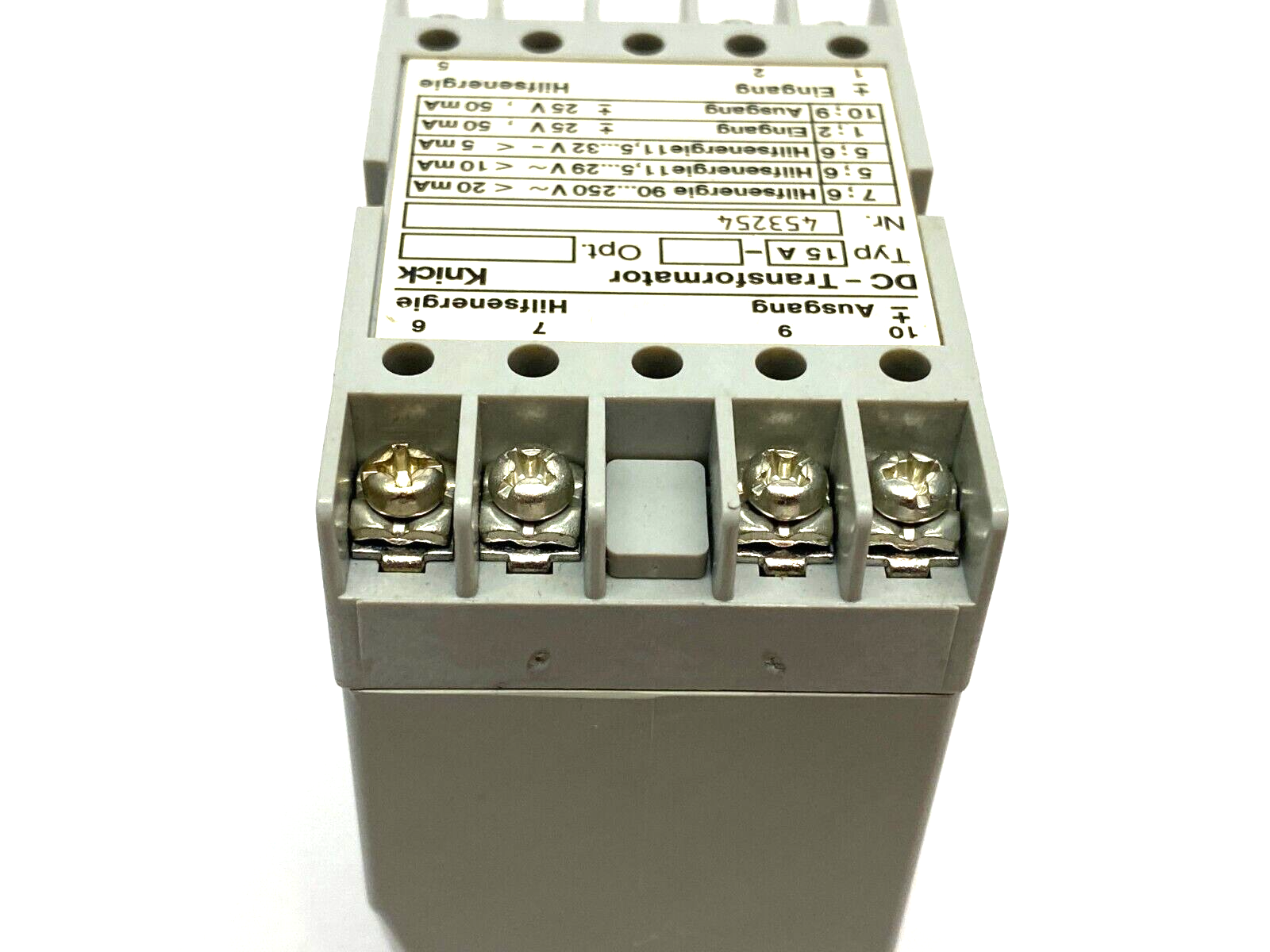 E. Dold & Sohne 453254 DC Transformator Knick Relay Typ 15A - Maverick Industrial Sales
