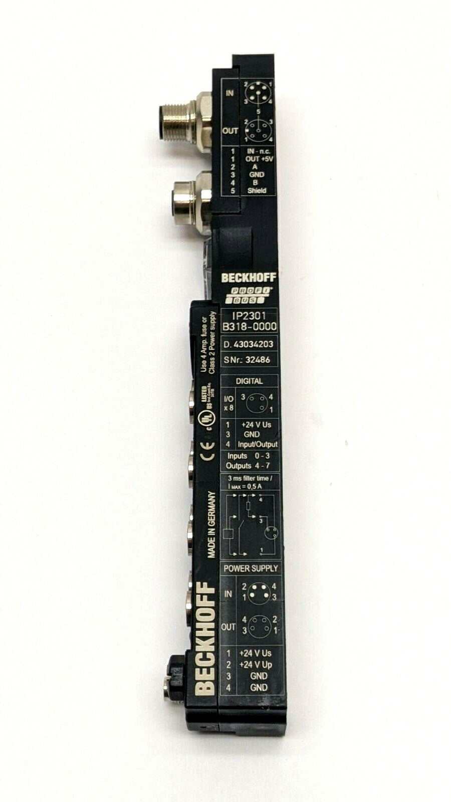 Beckhoff IP2301-B318-0000 Fieldbus Box 4-Channel Digital Input + Output - Maverick Industrial Sales