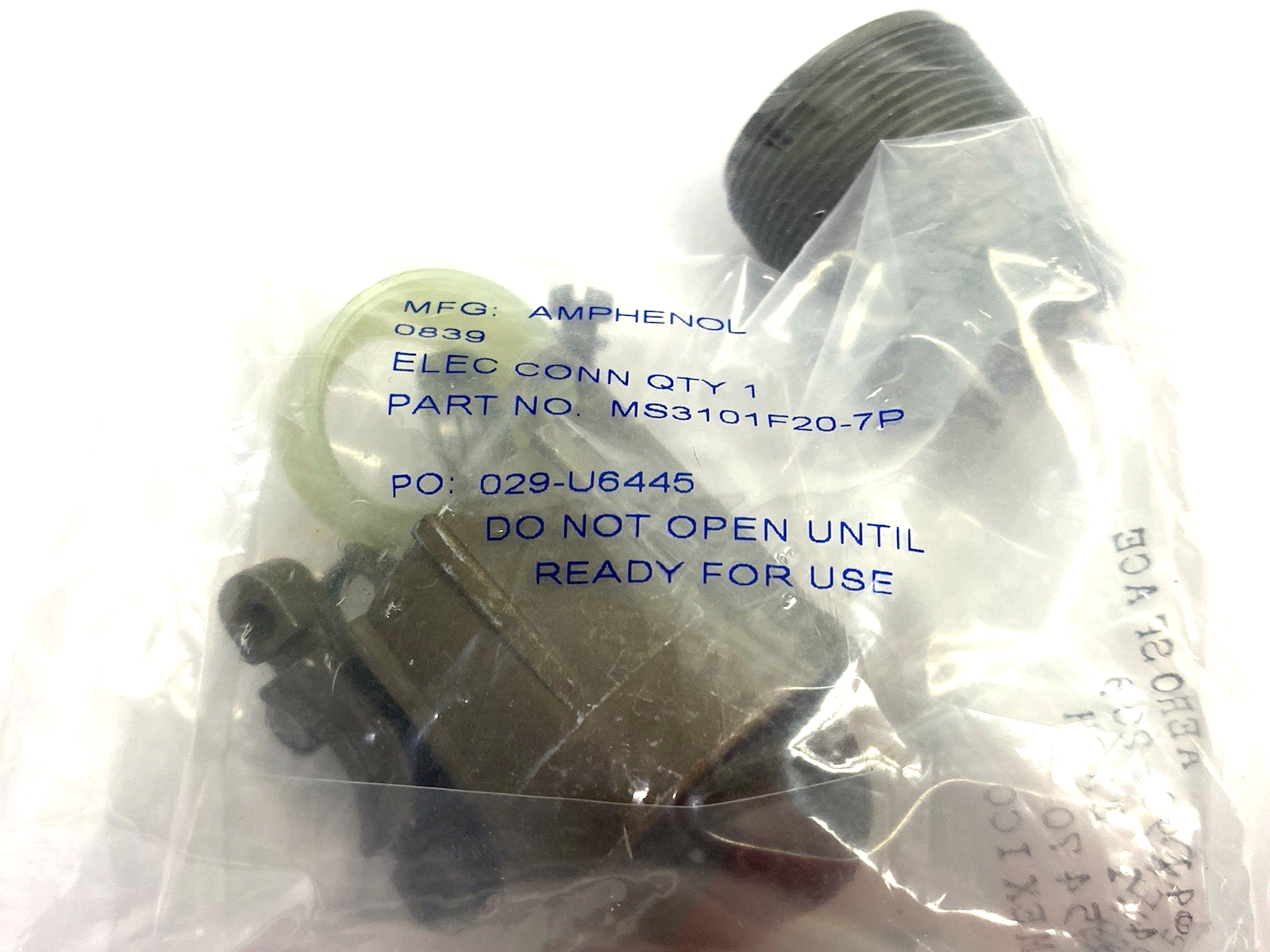 Amphenol MS3101F20-7P Circular MIL Spec Connector 8P #16 PIN CONTACTS - Maverick Industrial Sales