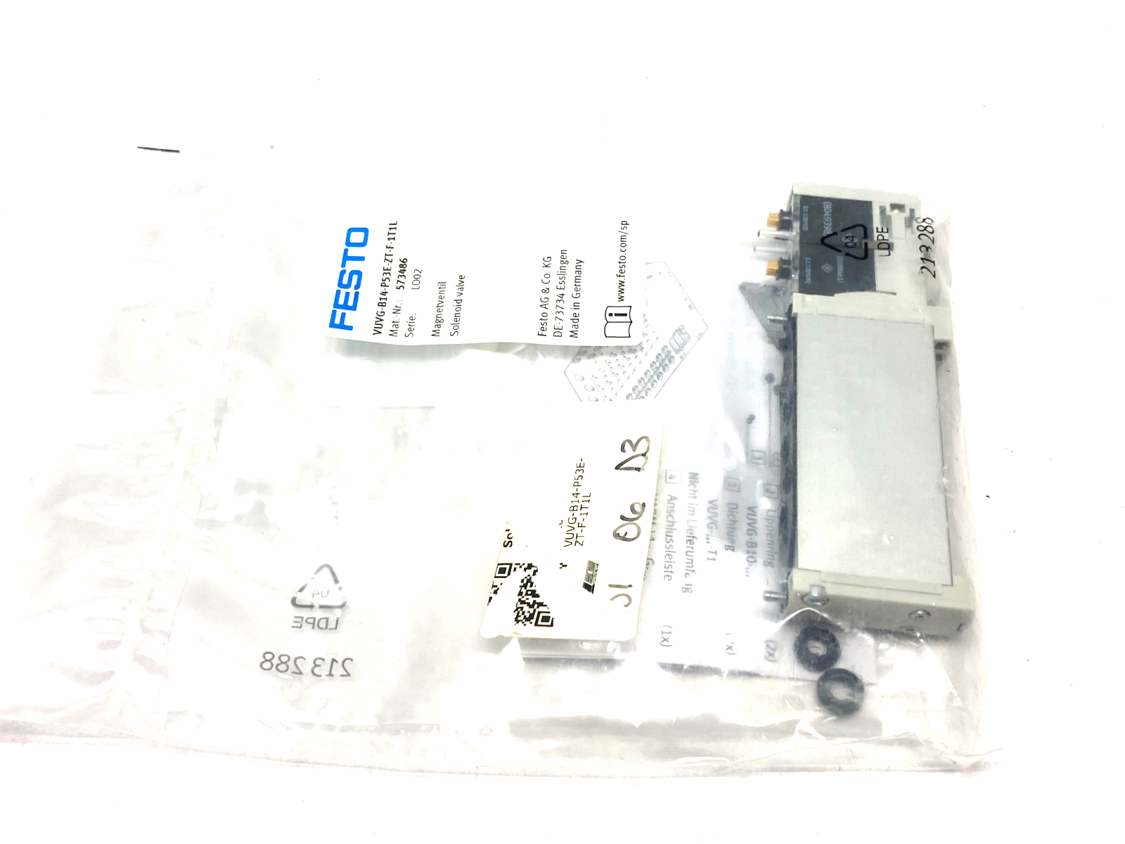 Festo VUVG-B14-P53E-ZT-F-1T1L Solenoid Valve 5/3, Exhausted 573486 - Maverick Industrial Sales