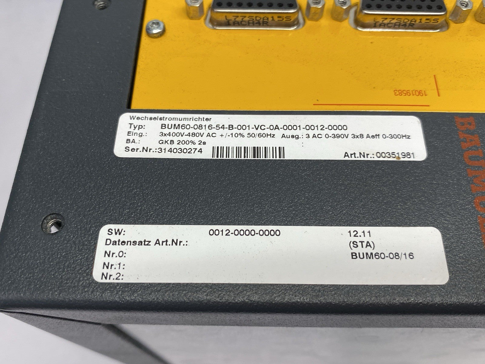 Baumüller BUM60-0816-54-B-001-VC-0A-0001-0012-0000 Servo Drive 3-Phase 351981 - Maverick Industrial Sales